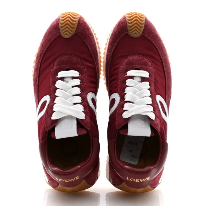 Nylon Suede Flow Runners Sneakers  Burgundy White - Image 5