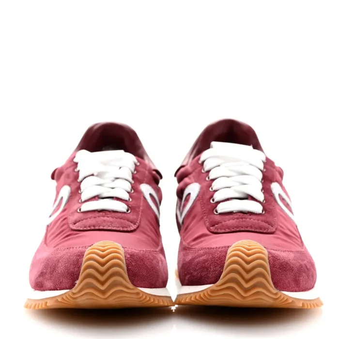 Nylon Suede Flow Runners Sneakers  Burgundy White - Image 2