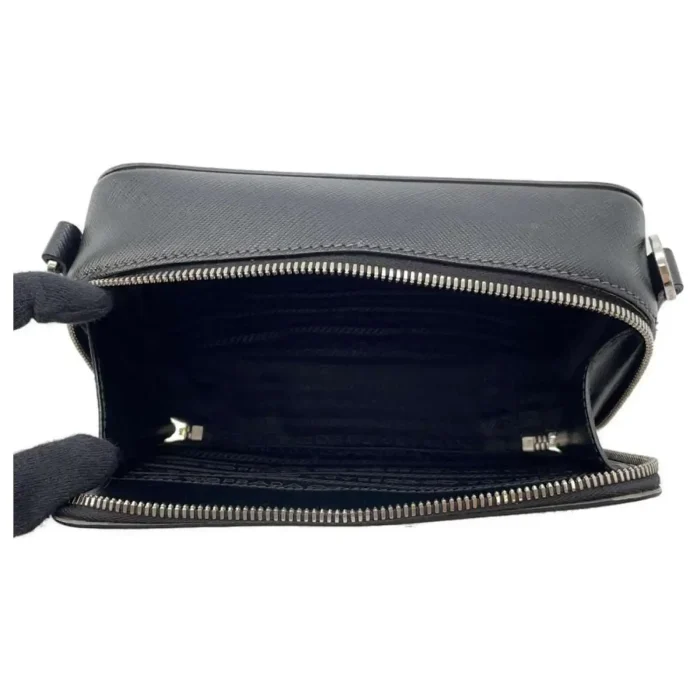 Prada Shoulder Bag Triangle Brick Saffiano Leather Black - Image 4