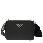 Prada Shoulder Bag Triangle Brick Saffiano Leather Black - Image 7