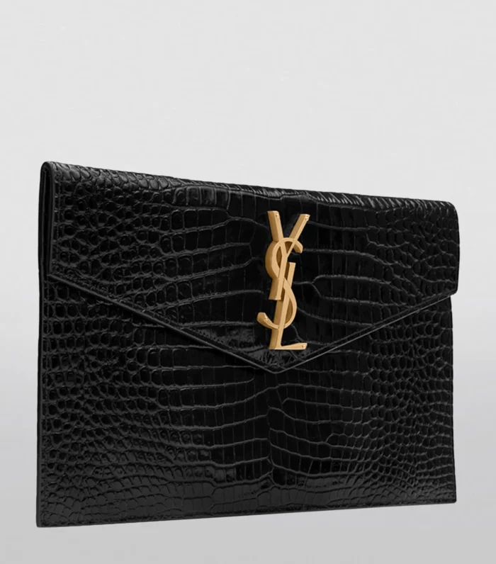 Black Leather Clutch Bag - Image 4