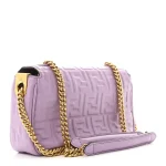 Fendi Baguette Chain Midi Light Grey Lambskin Bag - Image 2