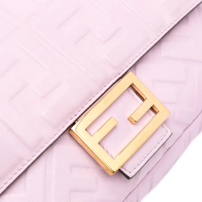 Fendi Baguette Chain Midi Light Grey Lambskin Bag - Image 7