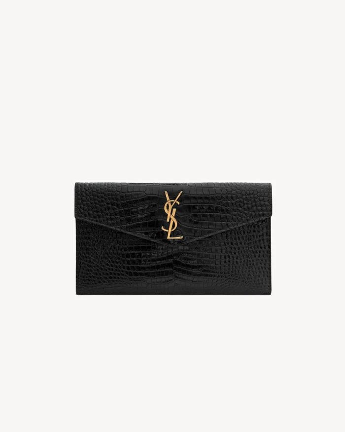 Black Leather Clutch Bag - Image 2