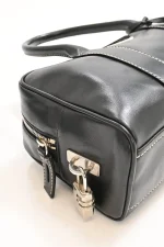 Black leather Hydra bowling handbag