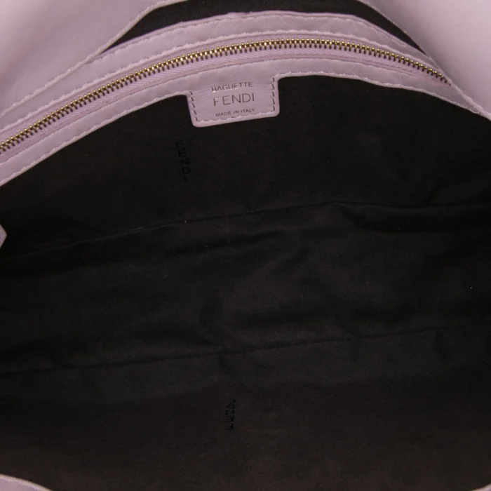 Fendi Baguette Chain Midi Light Grey Lambskin Bag - Image 5