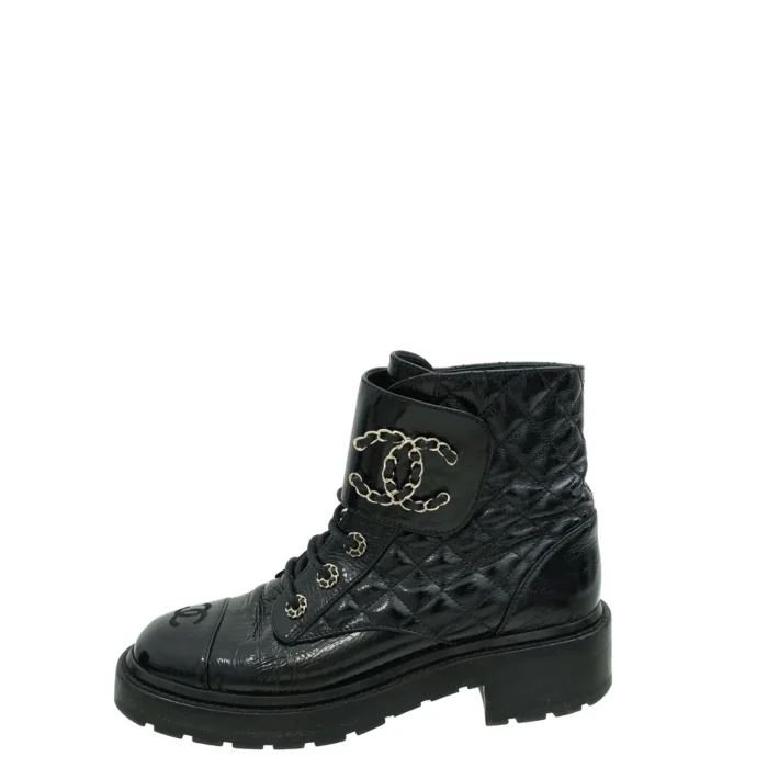 Chanel quilted leather combat boots - Image 2