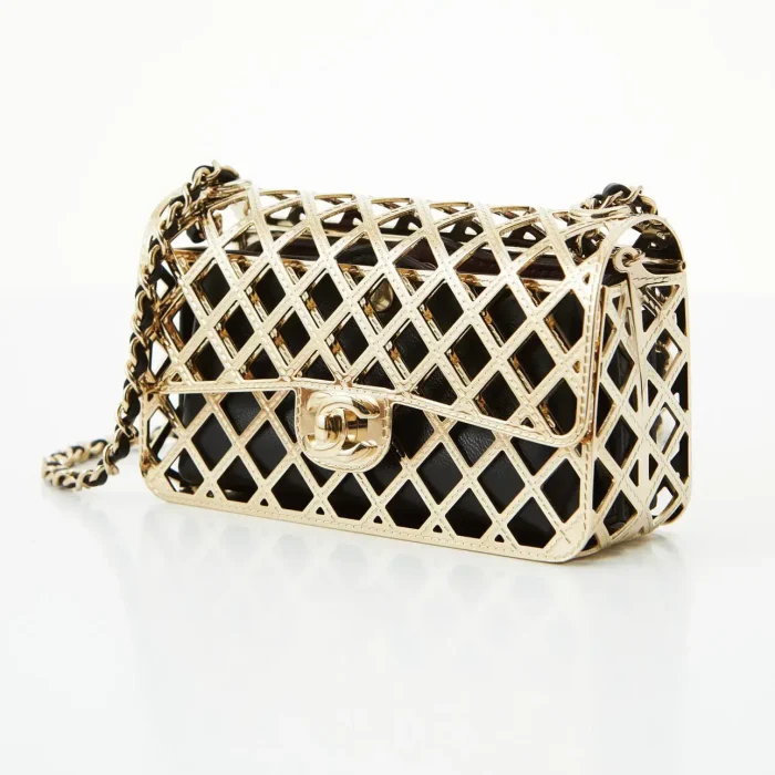 Gold-tone Metal Mini Cage Flap bag - Image 2
