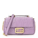 Fendi Baguette Chain Midi Light Grey Lambskin Bag