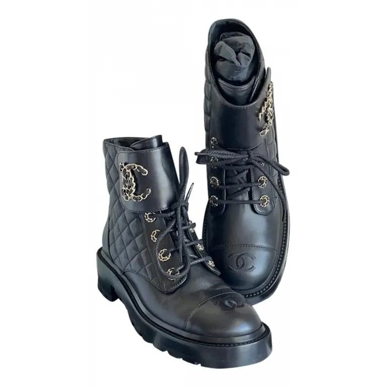 black-not-specified-chanel-ankle-boots-25262139-1_4 Chanel quilted leather combat boots - Image 1