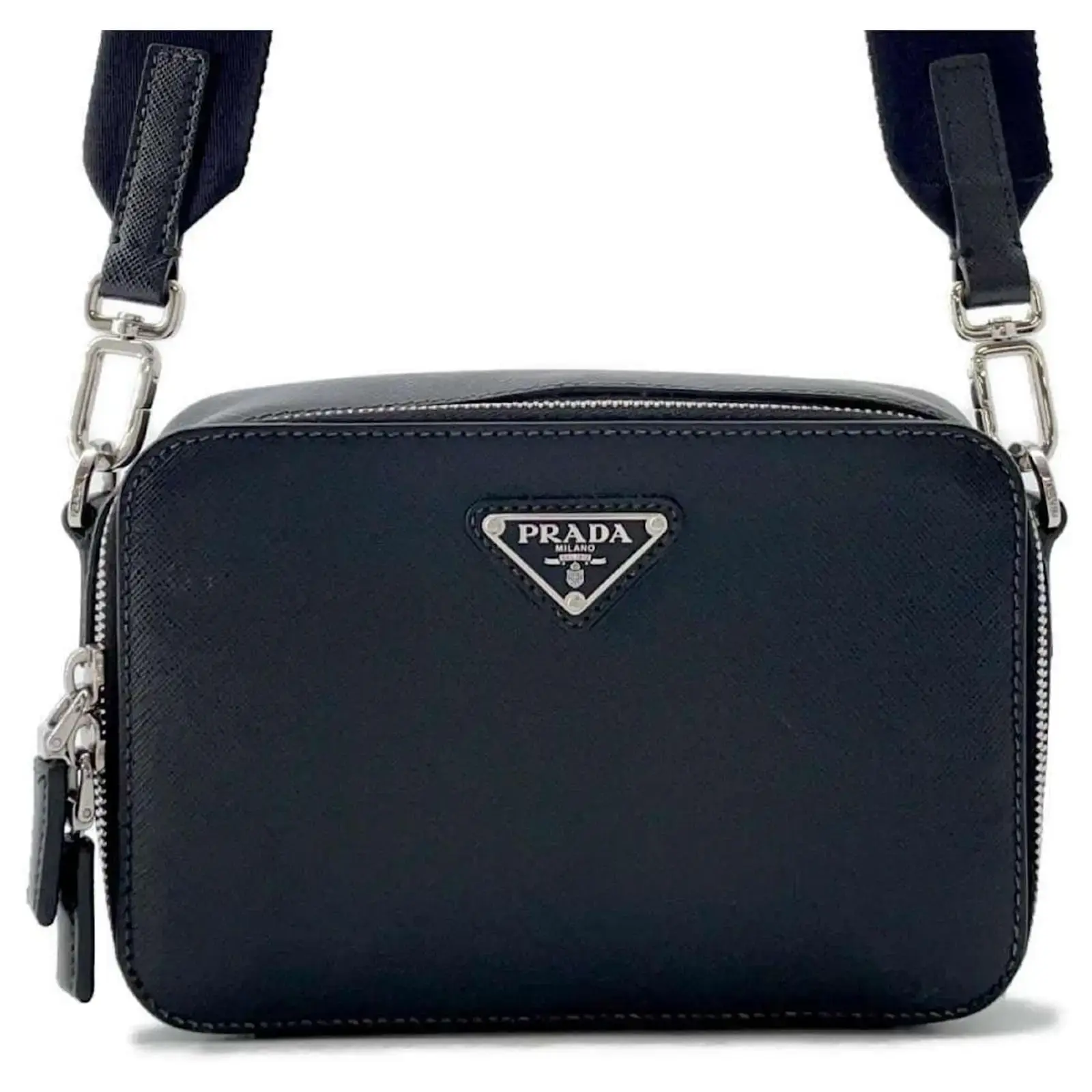 black-prada-shoulder-bag-triangle-brick-saffiano-leather-handbags.webp Prada Shoulder Bag Triangle Brick Saffiano Leather Black - Image 1