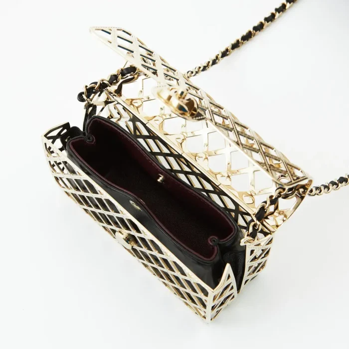 Gold-tone Metal Mini Cage Flap bag - Image 4
