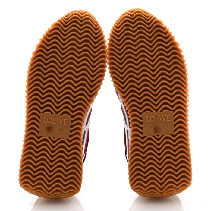 Nylon Suede Flow Runners Sneakers  Burgundy White - Image 6