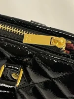 Women’s Quilted Patent Leather Top Handle Handbag - Image 9