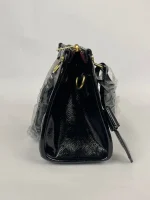 Women’s Quilted Patent Leather Top Handle Handbag - Image 3