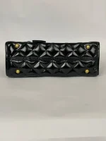 Women’s Quilted Patent Leather Top Handle Handbag - Image 5