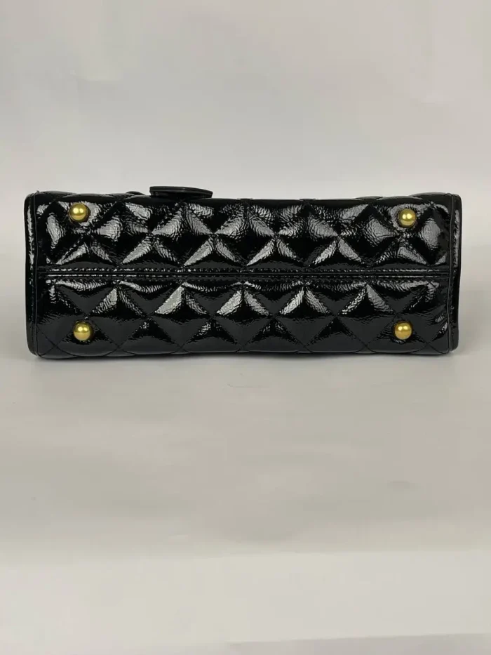 Women’s Quilted Patent Leather Top Handle Handbag - Image 5