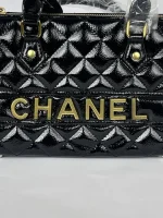 Women’s Quilted Patent Leather Top Handle Handbag - Image 7