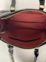 Women’s Quilted Patent Leather Top Handle Handbag - Image 4